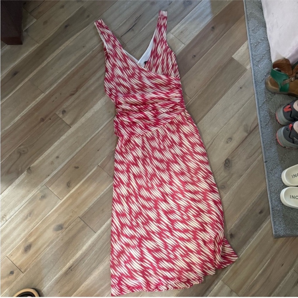 J. Crew Red and White Maxi Dress